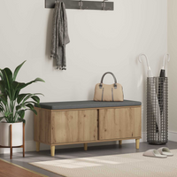 vidaXL Hall Bench with Cushion with Shelf Artisan Oak 100 x 38 x 46 cm