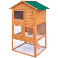 vidaXL Outdoor Rabbit Hutch Small Animal House Pet Cage 3 Layers Wood