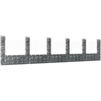 vidaXL U-shape Gabion Basket with 6 Posts Iron 620x20x150 cm