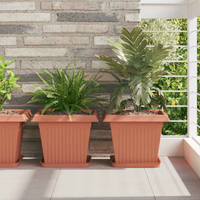 vidaXL Square Flower Pot 24 pcs Brick Red 33 x 33 x 26 cm Plastic