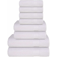 vidaXL 8 Piece Towel Set "FROGN" White 100% Cotton