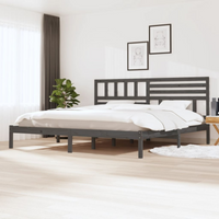 vidaXL Bed Frame without Mattress Grey Solid Wood Pine 200x200 cm
