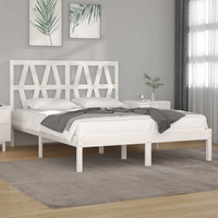 3103994 vidaXL Bed Frame without Mattress White Solid Wood 120x200 cm (810013+818611)