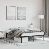 vidaXL Metal Bed Frame without Mattress Black 140x190cm