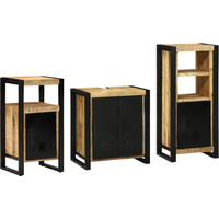 vidaXL Bathroom Furniture Set 3 pcs Brown and Black Solid Mango Wood