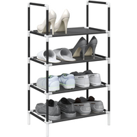vidaXL Shoe Rack 4-Tier Black 44x28x77 cm Non-woven Fabric