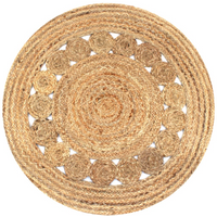 vidaXL Area Rug Braided Design Jute 90 cm Round