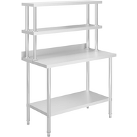 vidaXL Kitchen Work Table with Overshelf 120x60x150 cm Stainless Steel