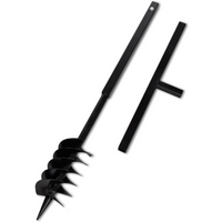 Ground Drill with Handle Auger Bit 120 mm Double Spirals Steel Black
