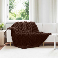 vidaXL Faux Rabbit Fur Blanket Olite Camel 150 x 220 cm Polyester