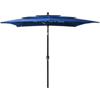 vidaXL 3-Tier Garden Parasol with Aluminium Pole Azure Blue 2.5x2.5 m