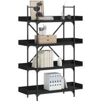 vidaXL Bookcase 4-Tier Black 100x33x145.5 cm Engineered Wood