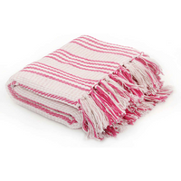 vidaXL Throw Cotton Stripes 125x150 cm Pink and White