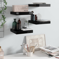 vidaXL Floating Wall Shelves 4 pcs High Gloss Black 23x23.5x3.8 cm MDF