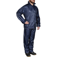 vidaXL Men's Navy Blue 2-Piece Rain Suit with Hood XL