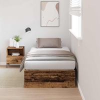 vidaXL Storage Bed Frame Old Wood 100 x 200 cm Engineered Wood