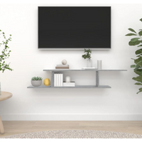vidaXL Wall-Mounted TV Shelf Grey Sonoma 125x18x23 cm Engineered Wood
