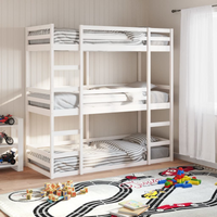 vidaXL Triple Bunk Bed without Mattress White 90x190 cm Single Solid Wood Pine