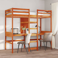 vidaXL Loft Bed Frame without Mattress Wax Brown 75x190cm Solid Wood Pine
