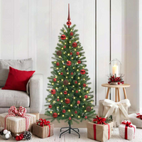 vidaXL Christmas Bauble Set with 150 LEDs 61 pcs Red Plastic