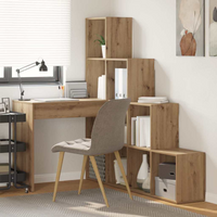 vidaXL Corner Desk with Shelf Artisan Oak 101.5 x 149.5 x 149.5 cm