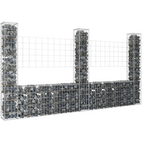 vidaXL U-shape Gabion Basket with 3 Posts Iron 260x20x150 cm