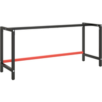 vidaXL Work Bench Frame Matte Black and Matte Red 180x57x79 cm Metal