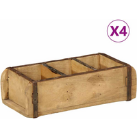 vidaXL Tray with Storage 4 pcs Brown 30 x 14 x 9 cm Solid Reclaim Wood