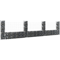 vidaXL U-shape Gabion Basket with 4 Posts Iron 380x20x100 cm
