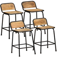 vidaXL Bar Stools 4 pcs 46x35.5x70 cm Solid Wood Rough Mango