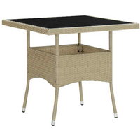 Outdoor Dining Table Poly Rattan and Glass