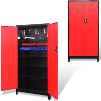 vidaXL Tool Cabinet with 2 Doors Steel 90x40x180 cm Black and Red