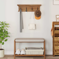 vidaXL Wall Mounted Coat Rack Natural 70 x 10 x 20 cm Solid Teak Wood