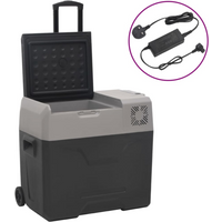 vidaXL Cool Box with Wheel and Adapter Black&Grey 30 L Polypropylene