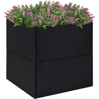 vidaXL Garden Planter Black 80x80x80 cm Poly Rattan