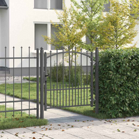 vidaXL Fence Gate with Spikes Grey 100 x 100 cm Powder-coated steel