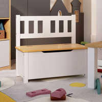 vidaXL Children Storage Bench White and Beige 60x30x55 cm MDF