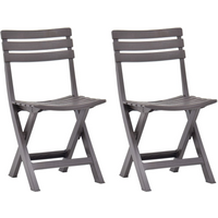vidaXL Folding Garden Chairs 2 pcs Plastic Mocha