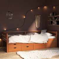 vidaXL Bed Frame with Storage without Mattress Honey Brown 90x200 cm