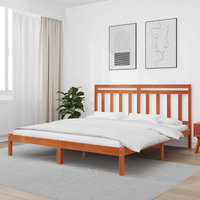 vidaXL Bed Frame Wax Brown 205.5 x 185.5 x 100 cm Solid Pine Wood