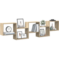vidaXL Wall Cube Shelf 5 Compartments Sonoma Oak Engineered Wood