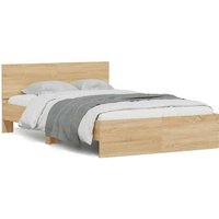 vidaXL Bed Frame with Headboard and LED Sonoma Oak 120x200 cm