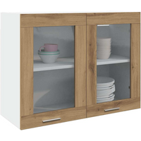 vidaXL Hanging Glass Cabinet Lyon Artisan Oak 80x31x60 cm Engineered Wood