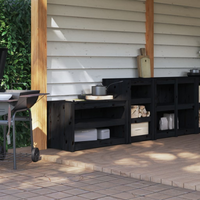 vidaXL Outdoor Kitchen Cabinets MEPPEL 2 pcs Black Solid Wood Pine