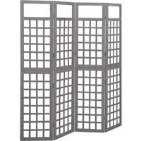 vidaXL 4-Panel Room Divider/Trellis Solid Fir Wood Grey 161x180 cm