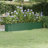 vidaXL Garden Raised Bed Galvanised Steel 224x40x36 cm Green