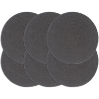 vidaXL Placemats 6 pcs Plain Dark Grey 38 cm Round Cotton