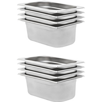 vidaXL Gastronorm Containers 8 pcs GN 1/4 100 mm Stainless Steel