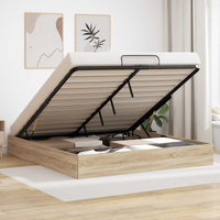 vidaXL Ottoman Bed Frame Sonoma Oak 203 x 160 x 25 cm Chipboard