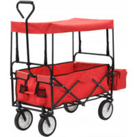 vidaXL Folding Hand Trolley with Canopy Steel Red